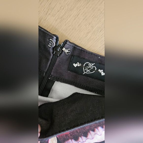 Black Skirt with Skull, Moth and Chain Design - Picture 3 of 4